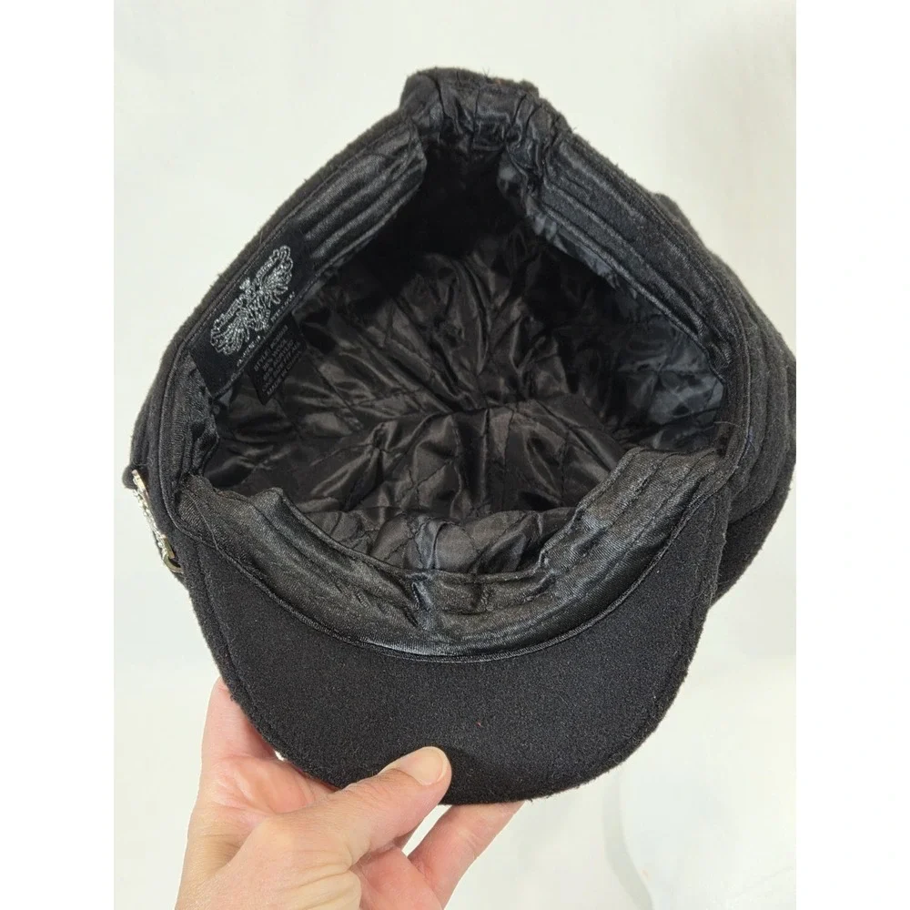 Y2K Angela & William Black Newsboy Cap Baker Boy Gatsby Elastic OS Wool Blend‎